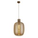 Ceiling Lights - Barrel - Amber Glass & Satin Gold Pendant Searchlight-68361AM - Barrel - Amber Glass & Satin Gold Pendant