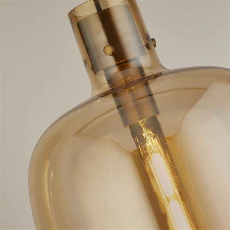 Searchlight-68361AM - Barrel - Amber Glass & Satin Gold Pendant