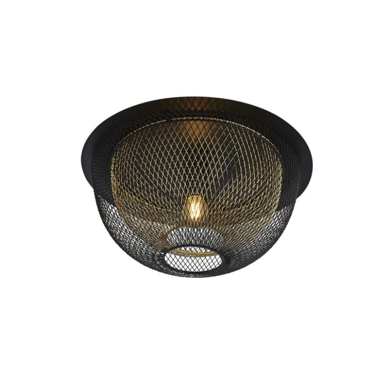 Searchlight-6840BGO - Honeycomb - Black & Gold Mesh Semi Flush