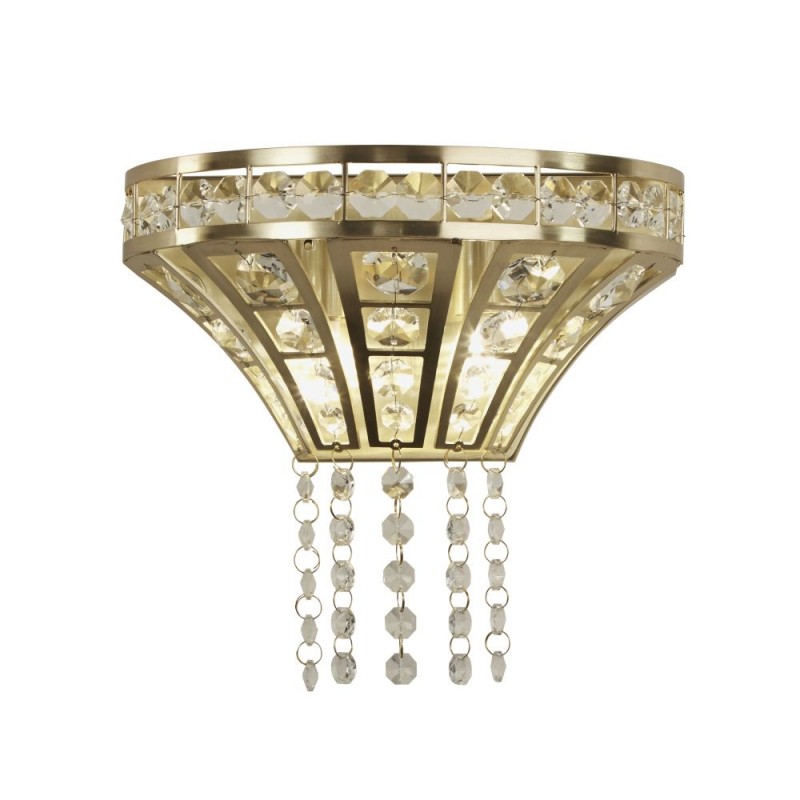 Searchlight-68510-2SB - Gemma - Satin Brass 2 Light Wall Lamp with Clear Crystal