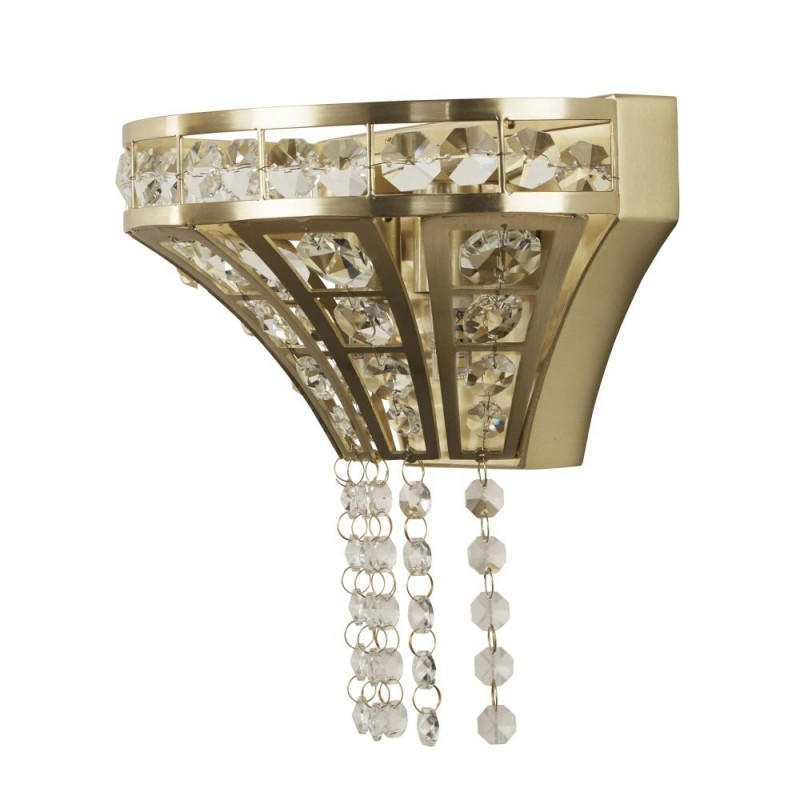 Searchlight-68510-2SB - Gemma - Satin Brass 2 Light Wall Lamp with Clear Crystal