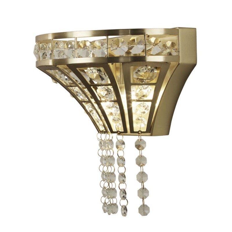 Searchlight-68510-2SB - Gemma - Satin Brass 2 Light Wall Lamp with Clear Crystal