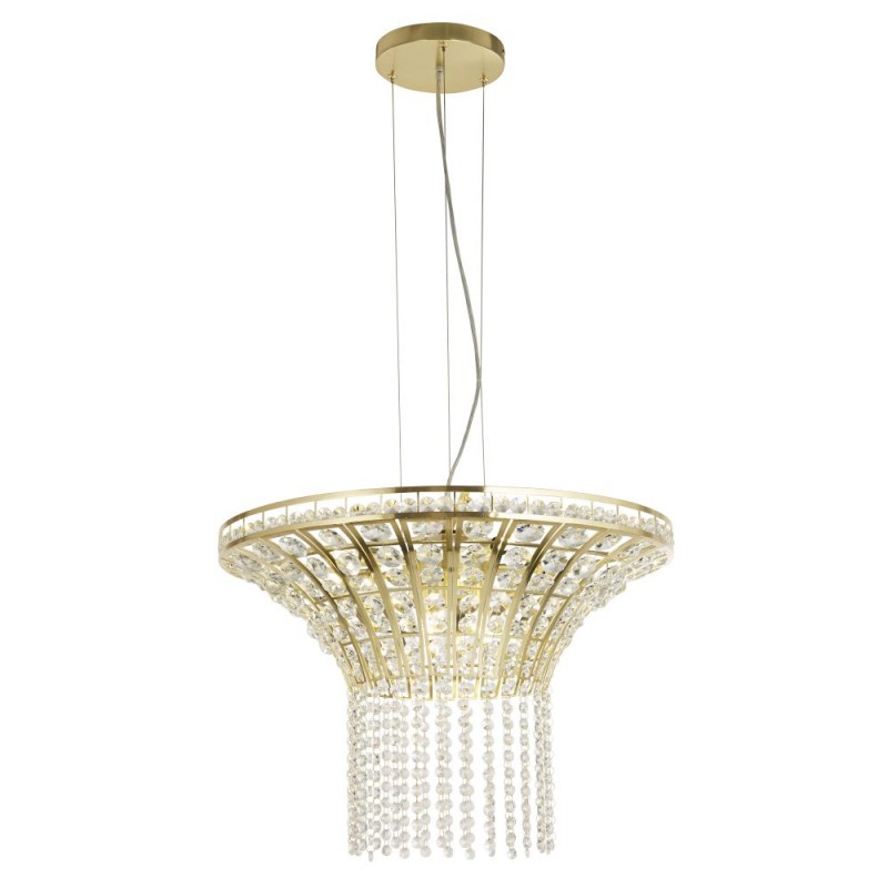 Searchlight-68511-8SB - Gemma - Satin Brass 8 Light Chandelier with Clear Crystal
