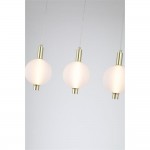 Luminique - Satin Brass 4 Light LED over Island Fitting with White Ribbed Glass