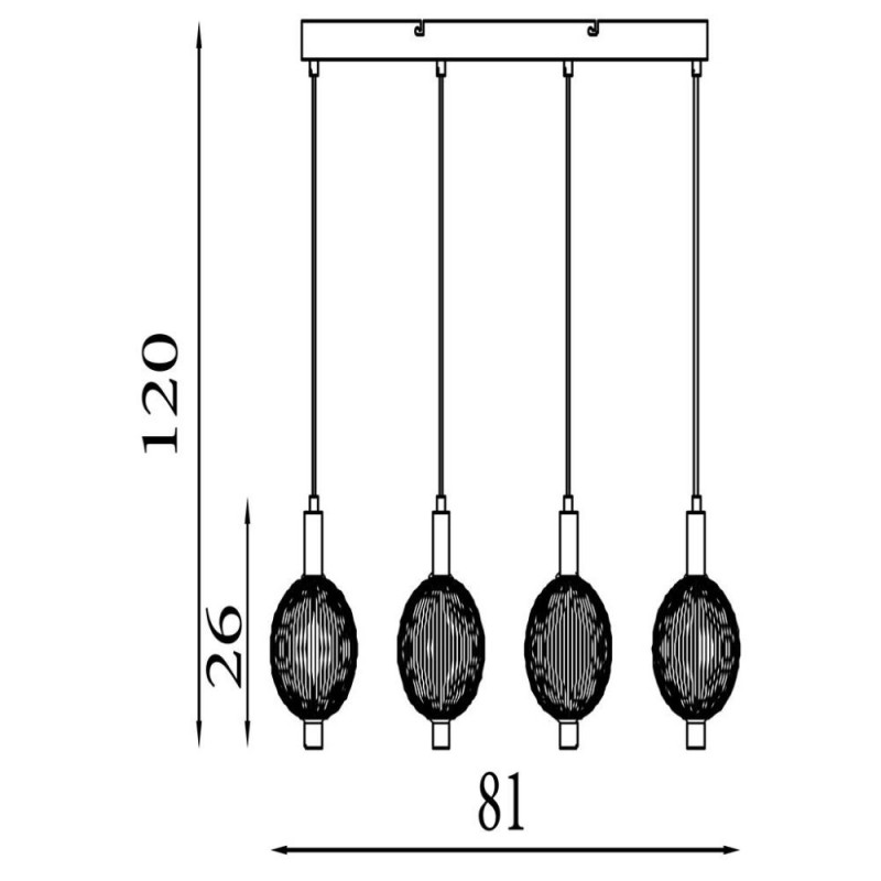Searchlight-69410-4SB - Luminique - Satin Brass 4 Light LED over Island Fitting with White Ribbed Glass