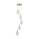 Searchlight-69410-5SB - Luminique - Satin Brass 5 Light LED Cluster Pendant with White Ribbed Glass