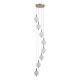 Searchlight-69410-8SB - Luminique - Satin Brass 8 Light LED Cluster Pendant with White Ribbed Glass