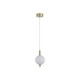 Searchlight-69410SB - Luminique - Satin Brass LED Pendant with White Ribbed Glass