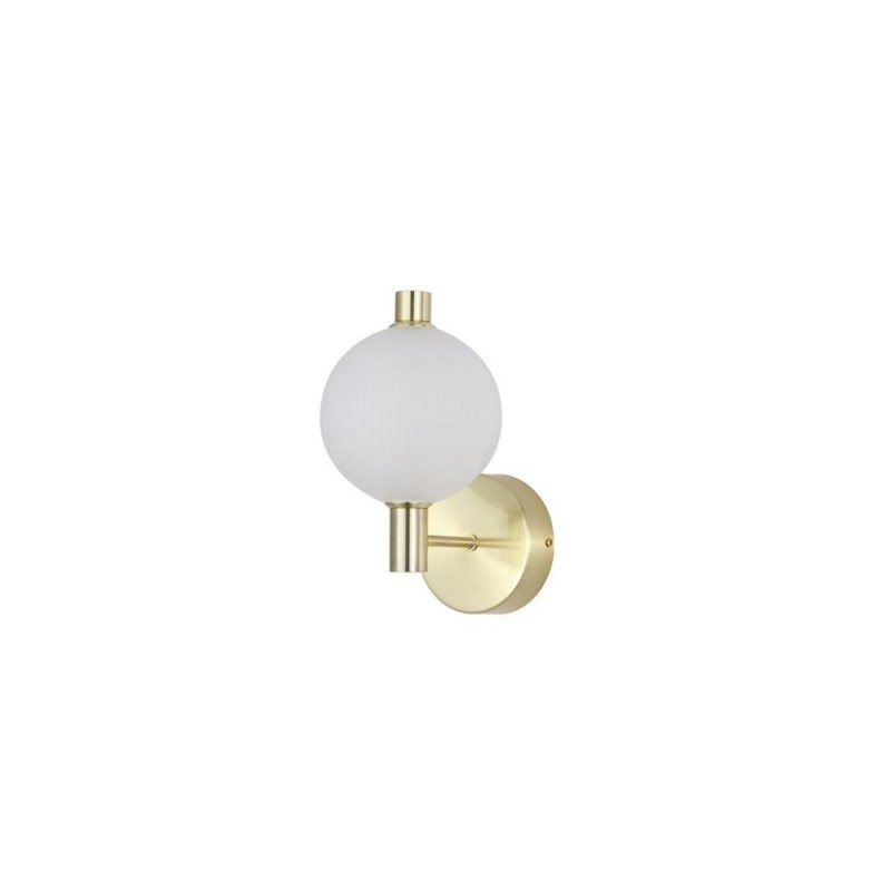Searchlight-69411-1SB - Luminique - Satin Brass LED Wall Lamp with White Ribbed Glass