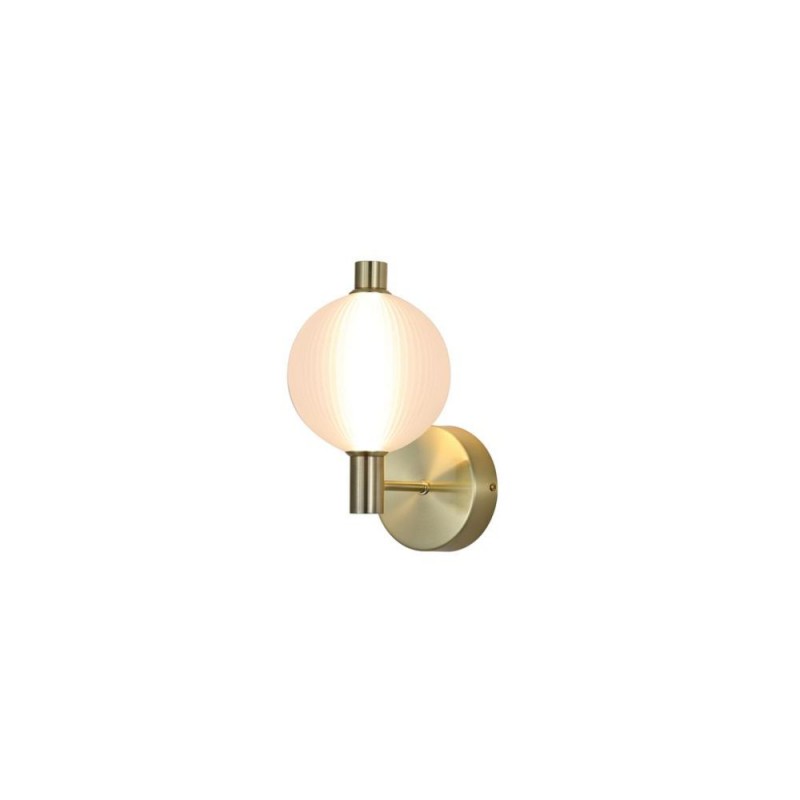 Searchlight-69411-1SB - Luminique - Satin Brass LED Wall Lamp with White Ribbed Glass