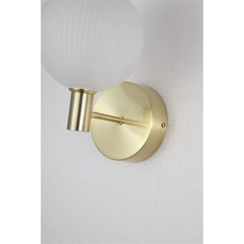 Searchlight-69411-1SB - Luminique - Satin Brass LED Wall Lamp with White Ribbed Glass