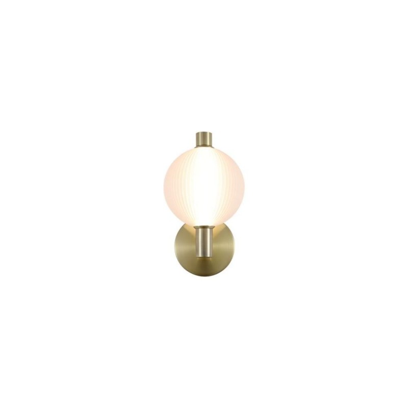 Searchlight-69411-1SB - Luminique - Satin Brass LED Wall Lamp with White Ribbed Glass
