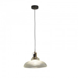 Furze - Black & Brass Pendant with Ribbed Glass Furze - Black & Brass Pendant with Ribbed Glass
