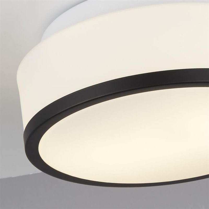 Searchlight-7039-23BK - Cheese - Bathroom Black with White Glass Ceiling Lamp