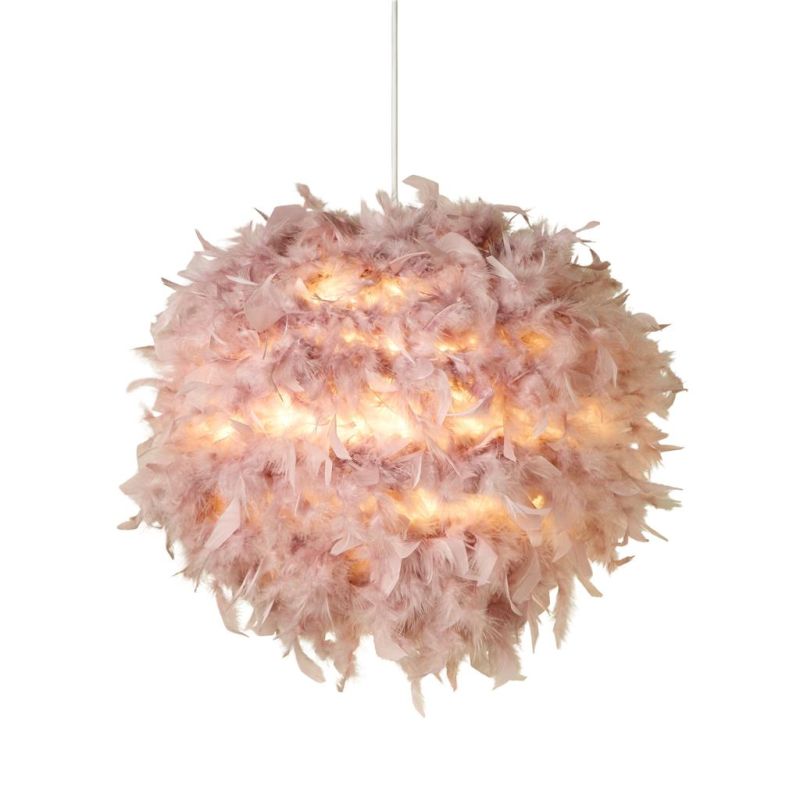 Searchlight-70393PI - Kate - Shade Only - Pink Feather Shade for Pendant