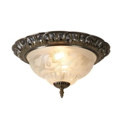 Derby - Antique Brass 2 Light Flush with Decorative Glass