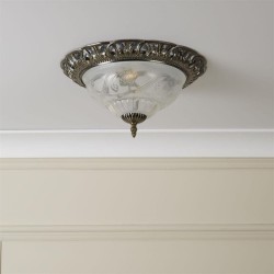 Derby - Antique Brass 2 Light Flush with Decorative Glass