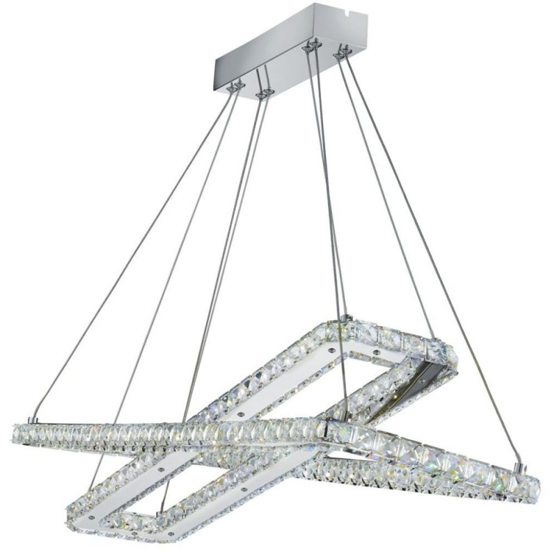 Searchlight-7123CC - Clover - Chrome 2 Light LED Pendant with Crystal