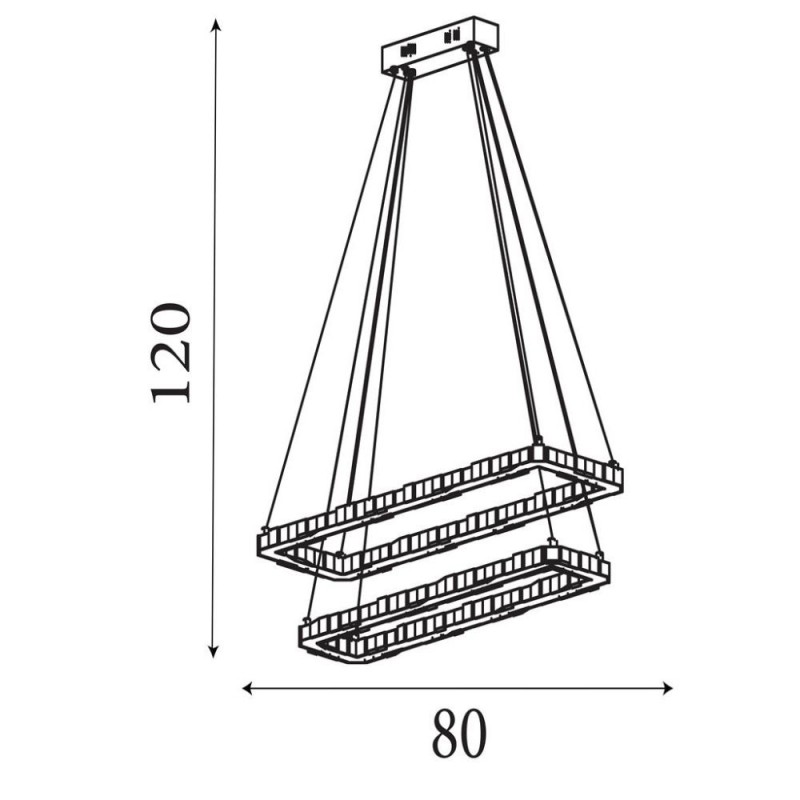 Searchlight-7123CC - Clover - Chrome 2 Light LED Pendant with Crystal