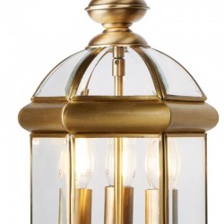 Bevelled Lantern - Antique Brass with Glass 3 Light Lantern Pendant Bevelled Lantern - Antique Brass with Glass 3 Light Lantern Pendant