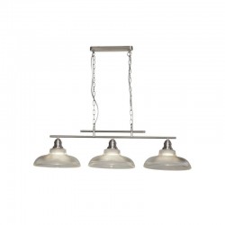 Bistro III - Satin Silver 3 Light over Island Fitting with Ribbed Glass Bistro III - Satin Silver 3 Light over Island Fitting with Ribbed Glass