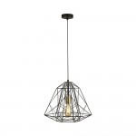 Geometric Cage - Black & Satin Brass Pendant