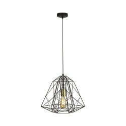 Geometric Cage - Black & Satin Brass Pendant