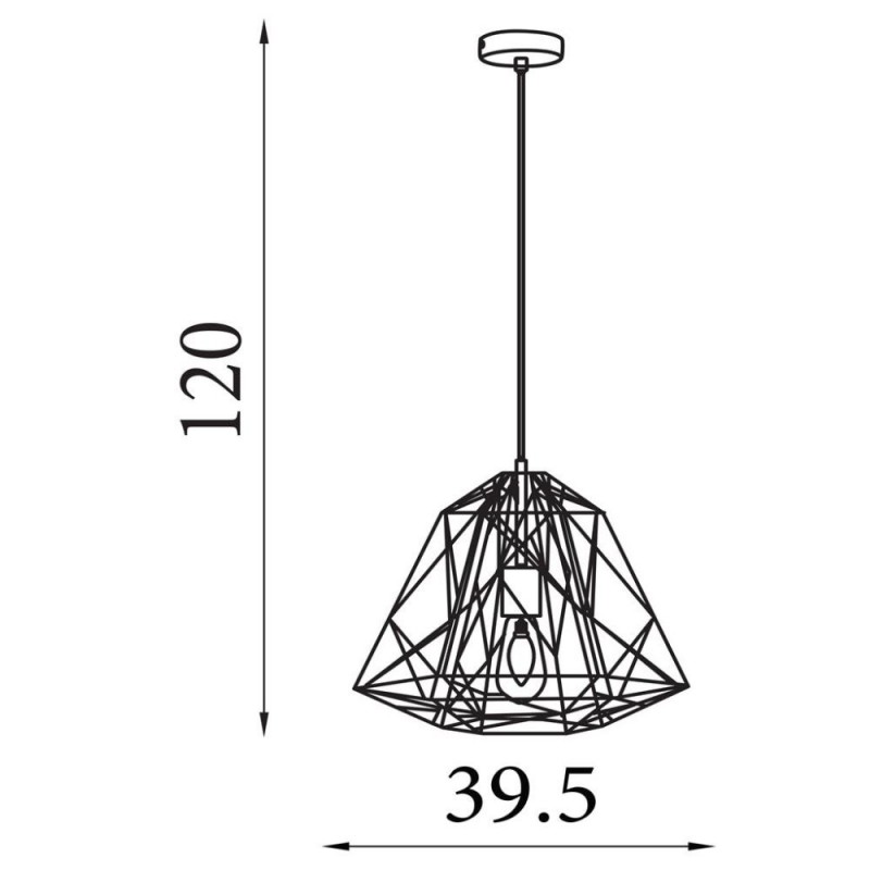 Searchlight-7271BK - Geometric Cage - Black & Satin Brass Pendant