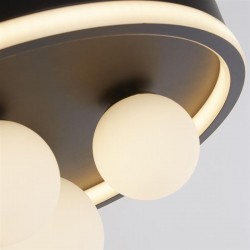 Trident - Black LED Flush with Glass Globes Trident - Black LED Flush with Glass Globes
