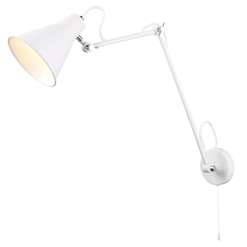 Searchlight-7403WH - Swing Arm - White & Chrome Swing Wall Lamp