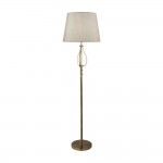 Vegas - Antique Brass LED Floor Lamp with Cream Hessian Shade