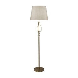 Vegas - Antique Brass LED Floor Lamp with Cream Hessian Shade
