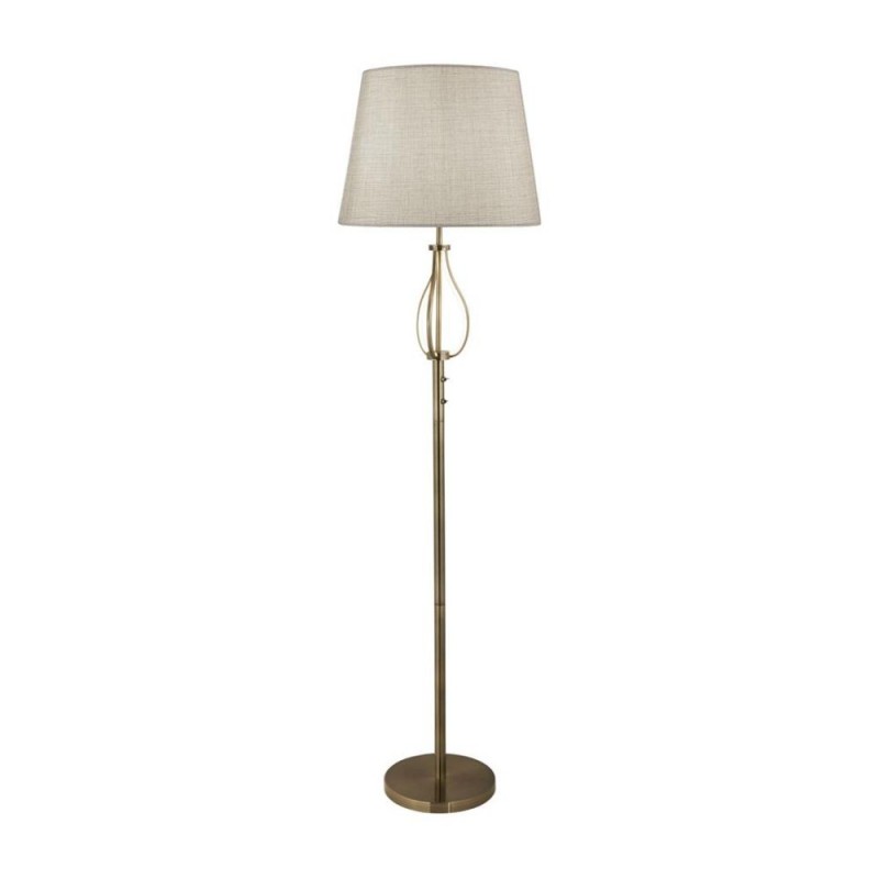 Searchlight-7485AB - Vegas - Antique Brass LED Floor Lamp with Cream Hessian Shade