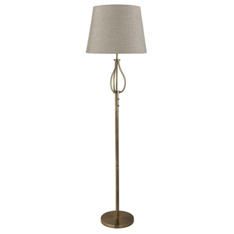 Searchlight-7485AB - Vegas - Antique Brass LED Floor Lamp with Cream Hessian Shade