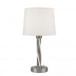 Vegas - Satin Silver LED Table Lamp with Ivory Hessian Shade