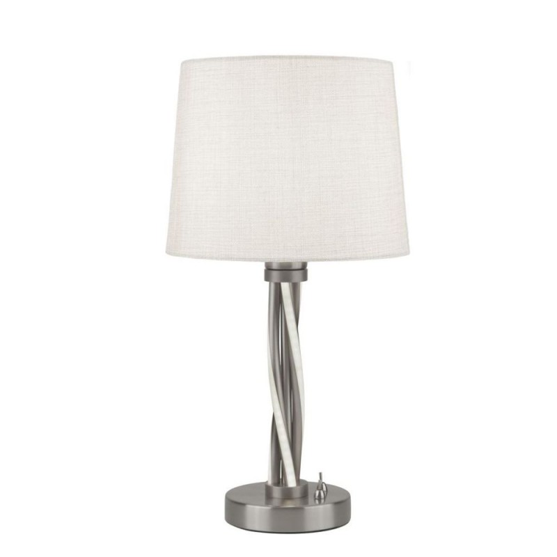 Searchlight-7564SS - Vegas - Satin Silver LED Table Lamp with Ivory Hessian Shade