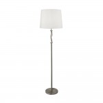 Vegas - Satin Silver LED Floor Lamp with Ivory Hessian Shade