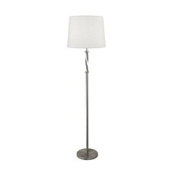 Vegas - Satin Silver LED Floor Lamp with Ivory Hessian Shade