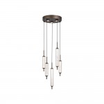 Cattail - Latte 8 Light LED Cluster Pendant with Clear Bubble Glass