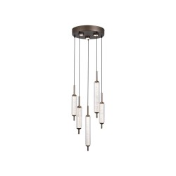 Cattail - Latte 8 Light LED Cluster Pendant with Clear Bubble Glass