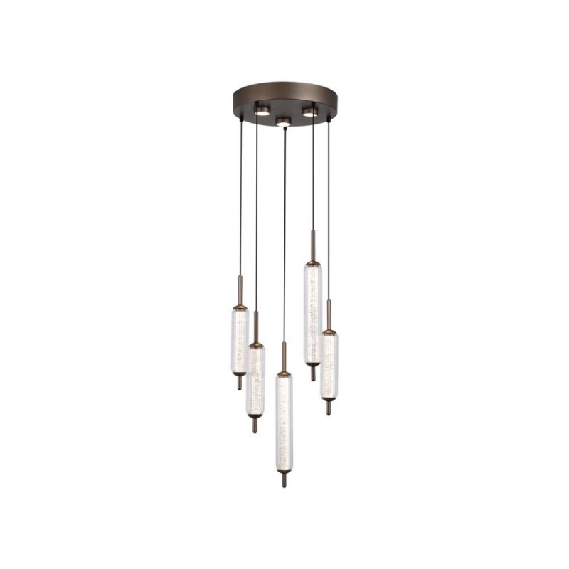 Searchlight-76210-5CL - Cattail - Latte 8 Light LED Cluster Pendant with Clear Bubble Glass