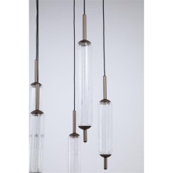 Cattail - Latte 8 Light LED Cluster Pendant with Clear Bubble Glass