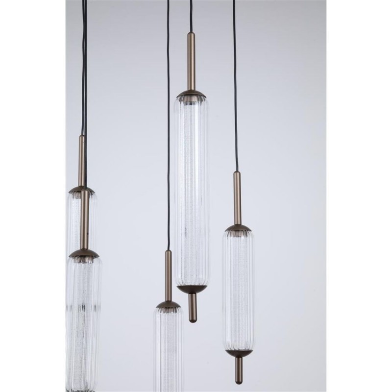 Searchlight-76210-5CL - Cattail - Latte 8 Light LED Cluster Pendant with Clear Bubble Glass