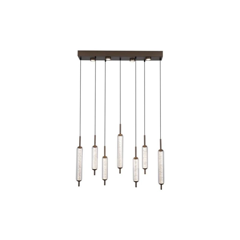 Searchlight-76210-7CL - Cattail - Latte 11 Light LED over Island Fitting with Clear Bubble Glass