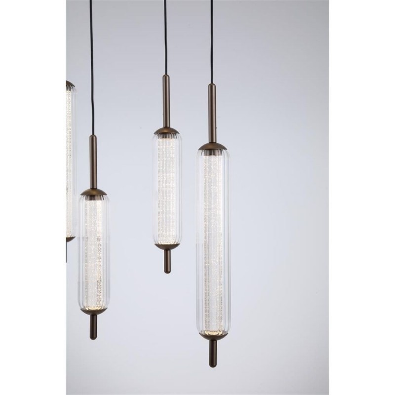 Searchlight-76210-7CL - Cattail - Latte 11 Light LED over Island Fitting with Clear Bubble Glass