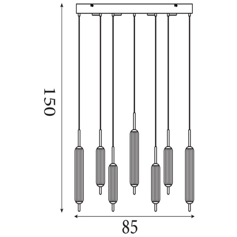 Searchlight-76210-7CL - Cattail - Latte 11 Light LED over Island Fitting with Clear Bubble Glass