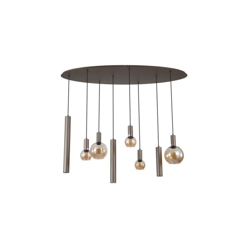 Searchlight-76318-8LT - Lyon - Latte 8 Light over Island Fitting with Amber Glass