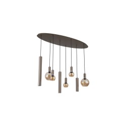 Lyon - Latte 8 Light over Island Fitting with Amber Glass