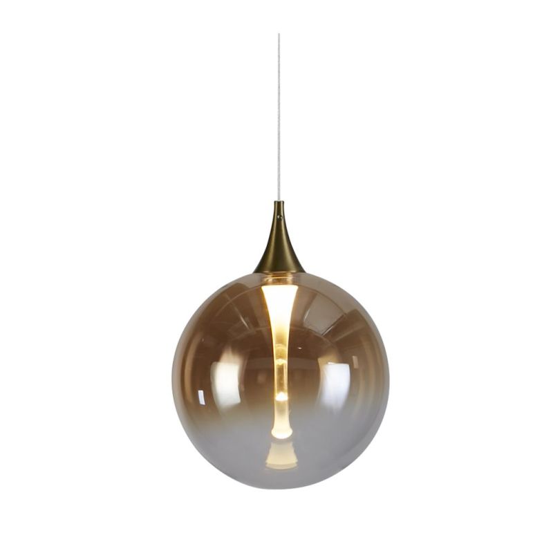 Searchlight-76410BK - Alchemy - Black LED Pendant with Amber Ombre Glass