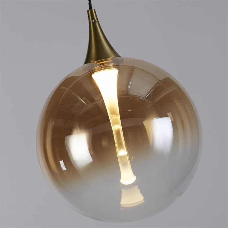 Searchlight-76410BK - Alchemy - Black LED Pendant with Amber Ombre Glass